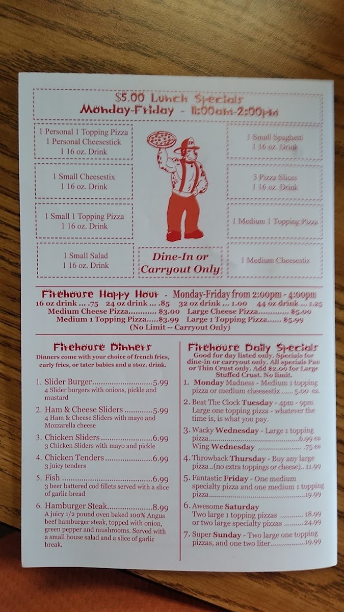 Menu Zach & Dani’S Firehouse Pizza-1